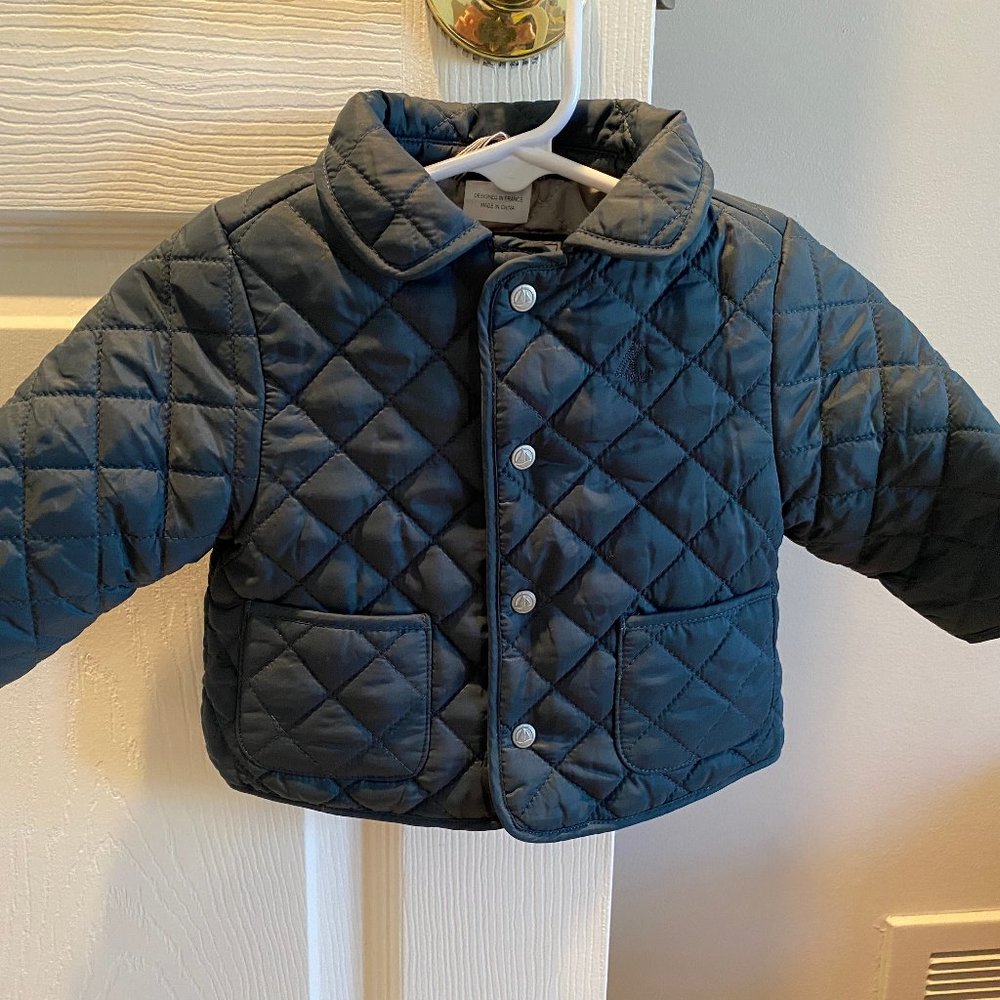 Petit Bateau iconic navy quilted jacket 3M
